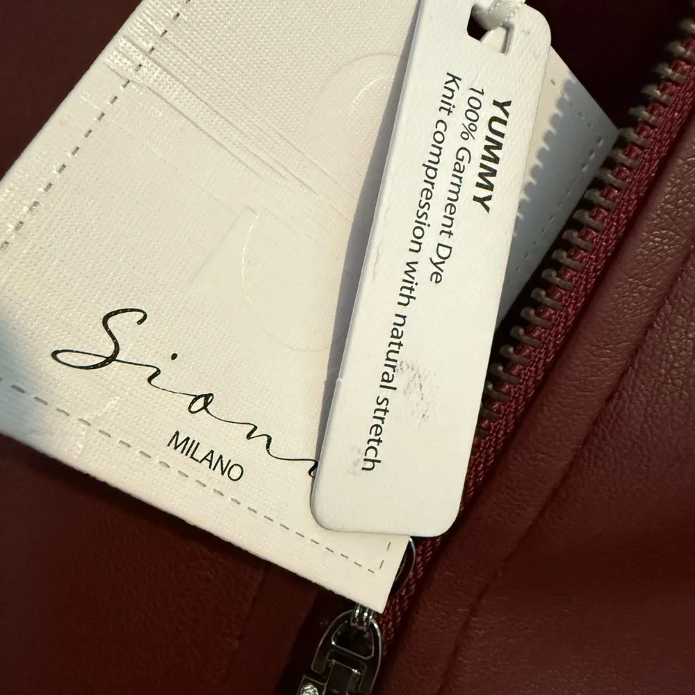 Sioni Milano Faux Leather Front Zippered Cardigan Sweater Size Large NWT - Picture 5 of 7